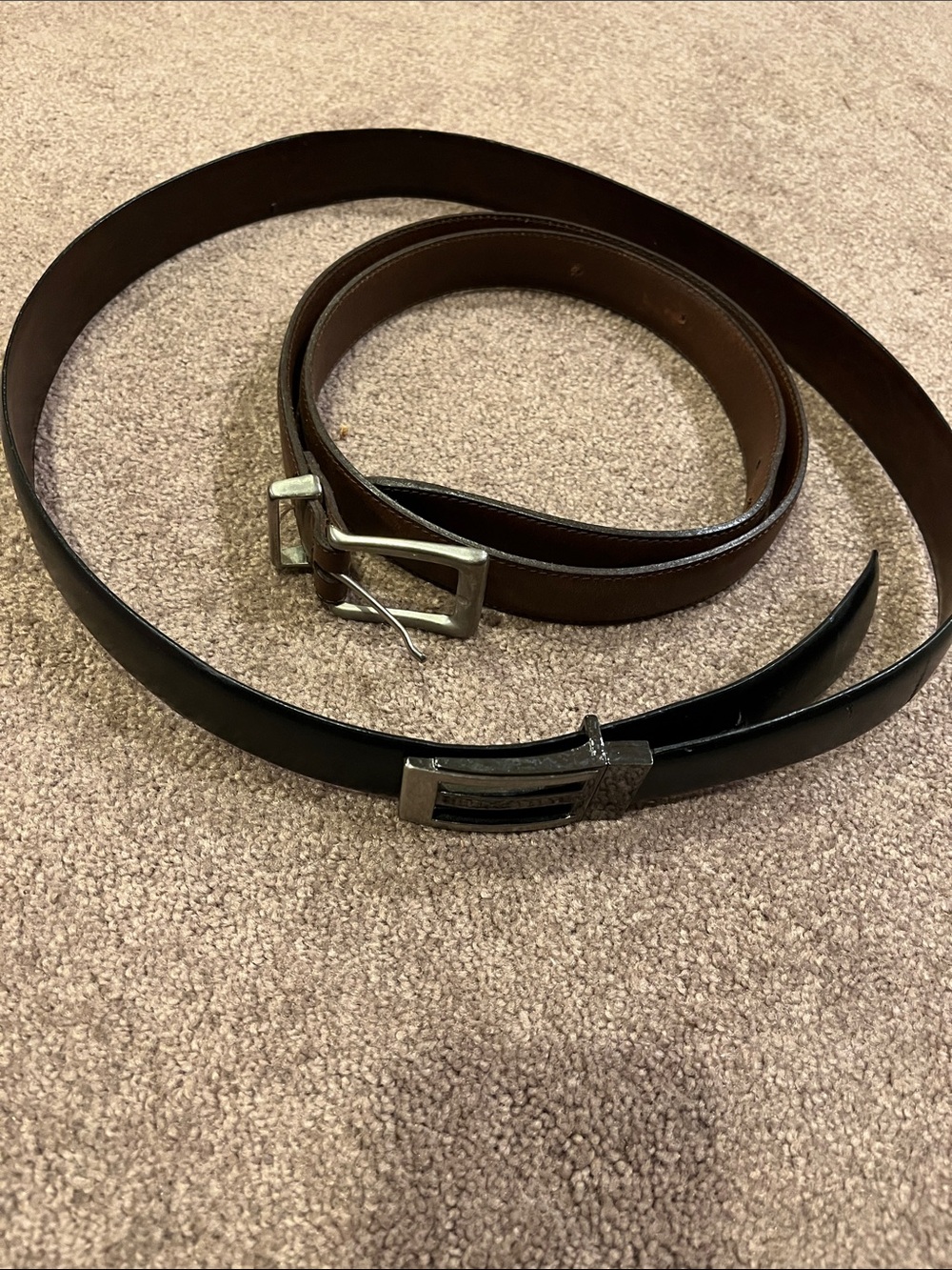 Men’s Belt bundle set of black and brown belts size 42.